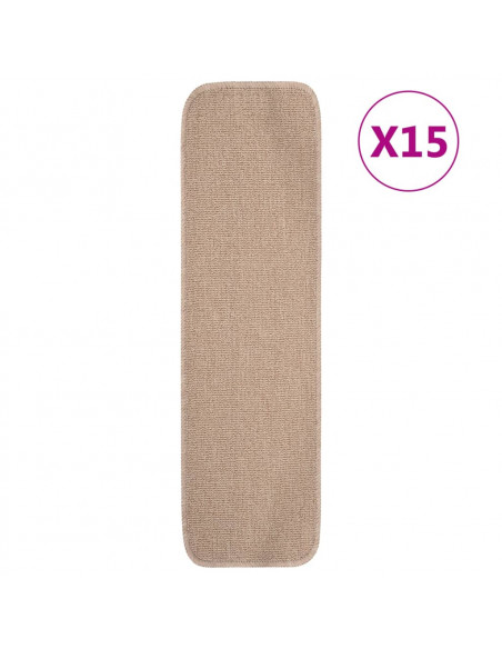 Tappetini Scale Antiscivolo 15 pz 75x20 cm Beige Rettangolari