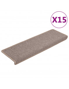 Tappetini per Scale 15 pz 65x21x4 cm Marrone Chiaro 2