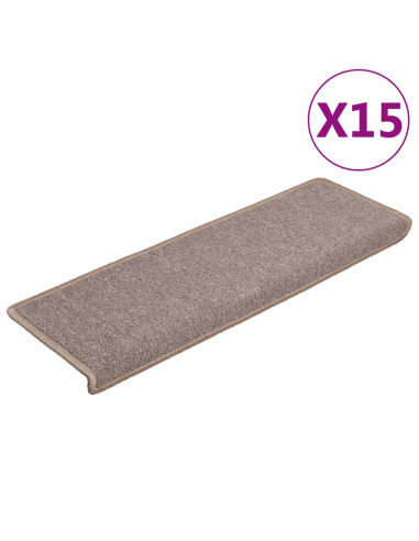 Tappetini per Scale 15 pz 65x21x4 cm Marrone Chiaro