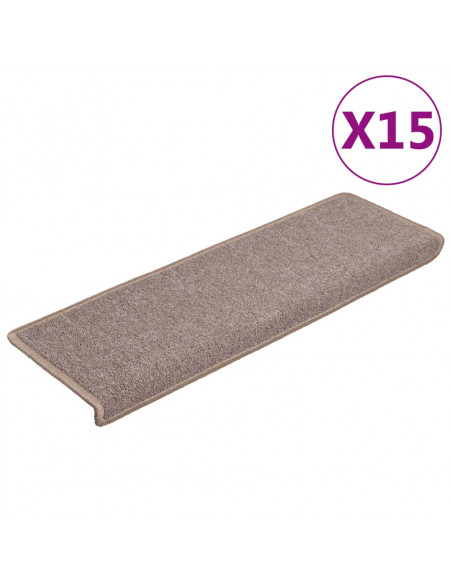 Tappetini per Scale 15 pz 65x21x4 cm Marrone Chiaro