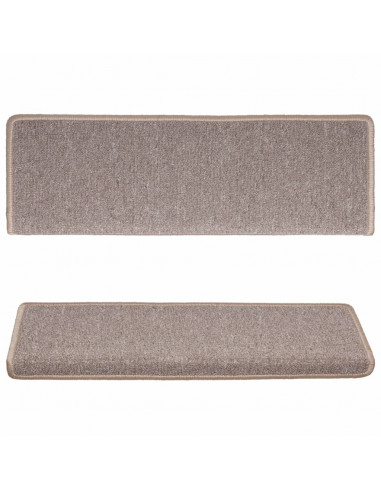 Tappetini per Scale 15 pz 65x21x4 cm Marrone Chiaro