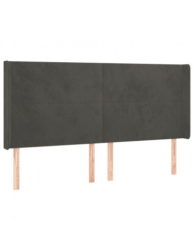 Testiera a LED Grigio Scuro 163x16x118/128cm in Velluto