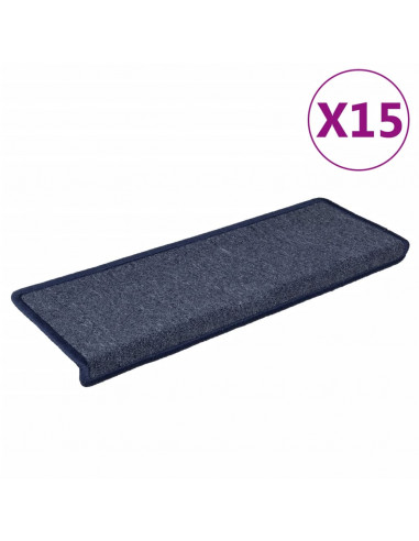 Tappetini per Scale 15 pz 65x21x4 cm Grigi e Blu