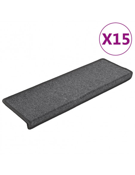 Tappetini per Scale 15 pz 65x21x4 cm Grigio Scuro