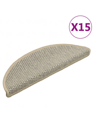 Tappeti Autoadesivi Scale Aspetto Sisal 15 pz 56x17x3cm Grigi