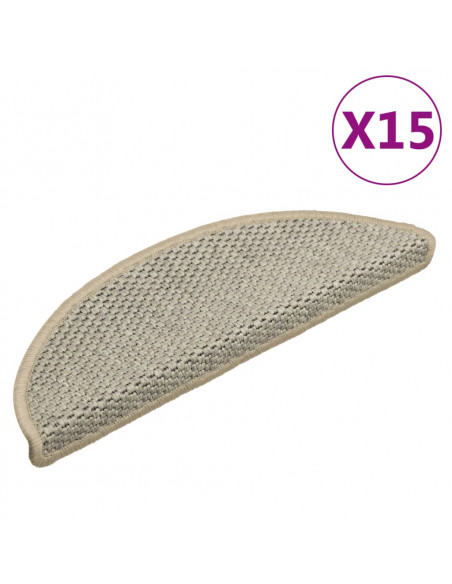 Tappeti Autoadesivi Scale Aspetto Sisal 15 pz 56x17x3cm Grigi