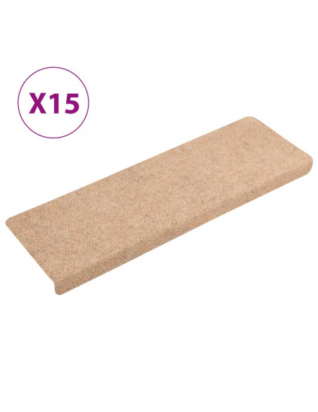 Tappetini per Scale Tessuto Agugliato 15 pz 65x21x4 cm Marroni