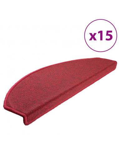 Tappetini per Scale 15 pz Rosso Bordò 65x24x4 cm