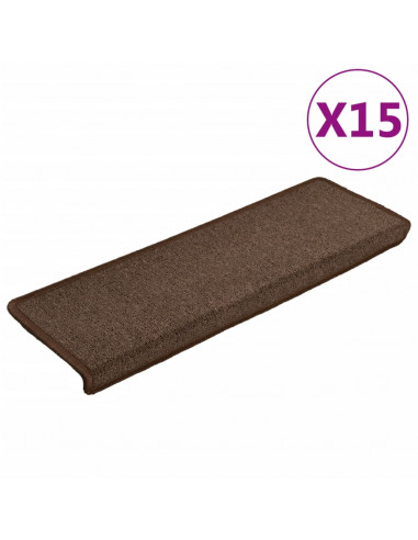 Tappetini per Scale in Moquette 15 pz 65x21x4 cm Marroni