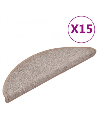 Tappetini per Scale 15 pz Marrone Chiaro 56x17x3 cm