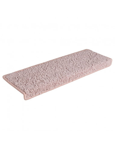 Tappetini per scale 15 pz 65x21x4 cm Rosa chiaro con bordo rettangolare