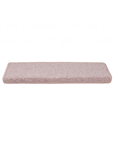 Tappetini per scale 15 pz 65x21x4 cm Rosa chiaro con bordo rettangolare