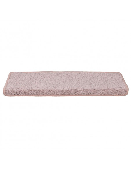 Tappetini per scale 15 pz 65x21x4 cm Rosa chiaro con bordo rettangolare