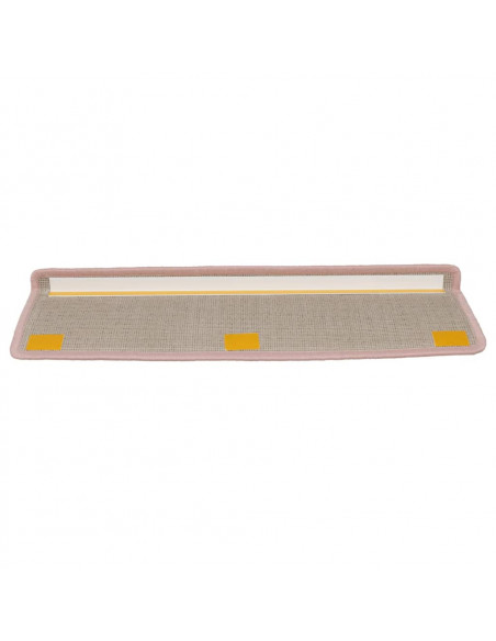 Tappetini per scale 15 pz 65x21x4 cm Rosa chiaro con bordo rettangolare