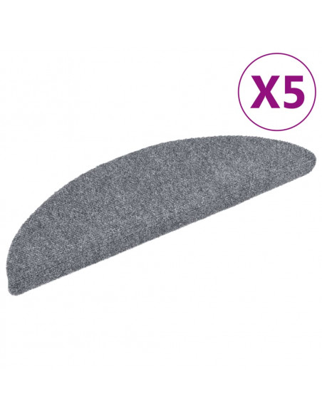 Tappetini per Scale Adesivi 5 pz 56x17x3 cm Grigio Chiaro