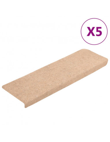 Tappetini per Scale 5 pz Marroni 65x21x4 cm Tessuto Agugliato