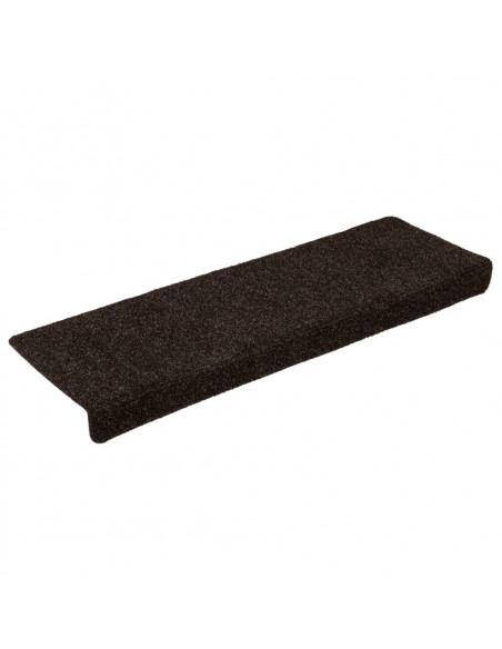 Tappetini per Scale Tessuto Agugliato 15 pz 65x21x4 cm Marrone