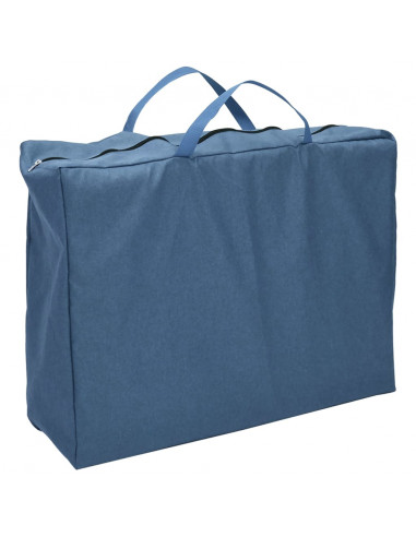 Box per Bambini con Materasso Blu Marino Tessuto di Lino