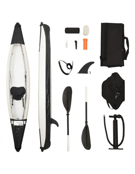 Kayak Gonfiabile Nero 375x72x31 cm in Poliestere