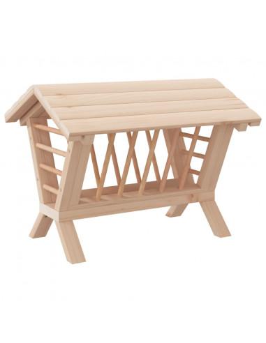 Mangiatoia per Conigli 44x33x33 cm in Legno Massello di Abete