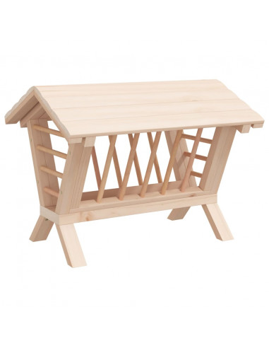 Mangiatoia per Conigli 44x33x33 cm in Legno Massello di Abete