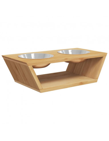 Ciotole per Cani Rialzate 35,5x18x10,5 cm in Bambù