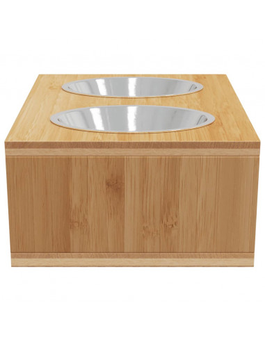 Ciotole per Cani Rialzate 35,5x18x10,5 cm in Bambù