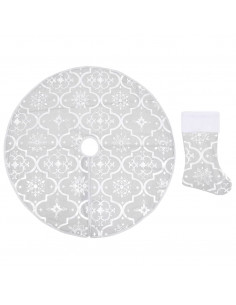 Gonna Albero Natale Raffinata con Calza Bianca Tessuto 122 cm 2