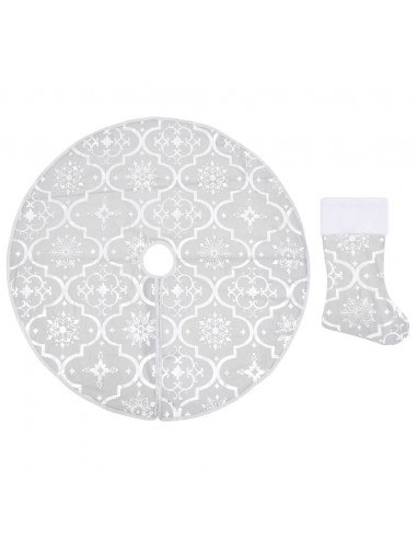 Gonna Albero Natale Raffinata con Calza Bianca Tessuto 122 cm