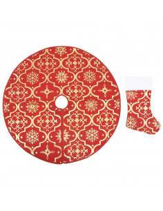 Gonna Albero Natale Raffinata con Calza Rossa Tessuto 122 cm 2