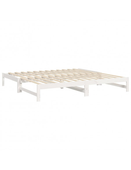Dormeuse Estraibile Bianca 2x(100x200)cm Legno Massello di Pino