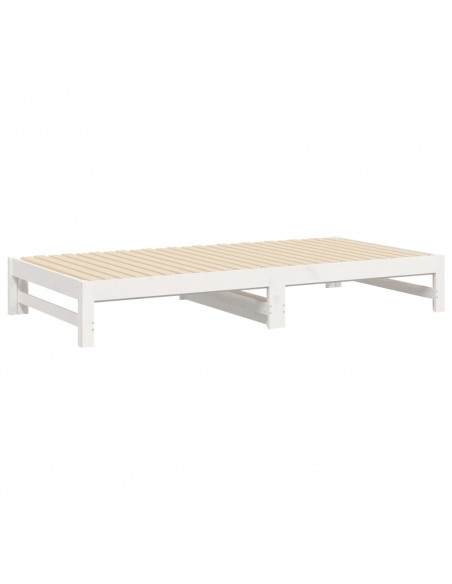Dormeuse Estraibile Bianca 2x(100x200)cm Legno Massello di Pino