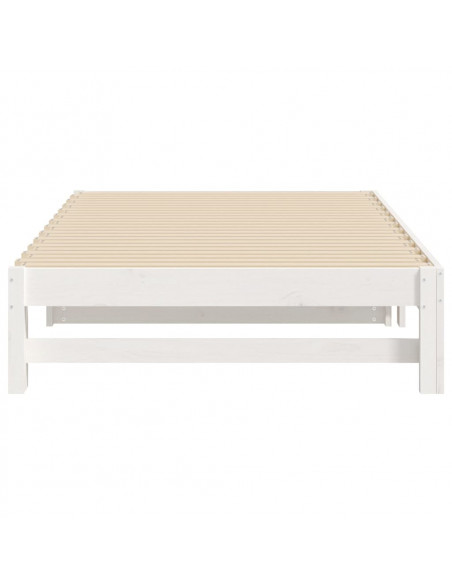 Dormeuse Estraibile Bianca 2x(100x200)cm Legno Massello di Pino