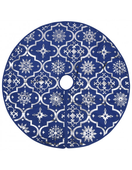 Gonna Albero Natale Raffinata con Calza Blu Tessuto 122 cm