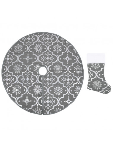 Gonna Albero Natale Raffinata con Calza Grigia Tessuto 122 cm