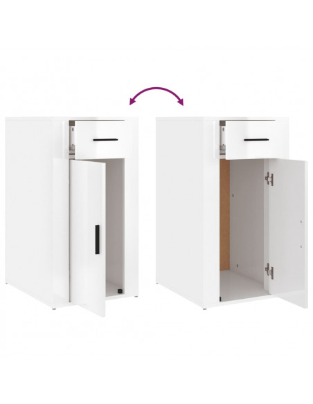 Armadietto Scrivania Bianco Lucido 40x49x75cm Legno Multistrato