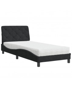 Letto con Materasso Nero 90x200 cm in Velluto 2