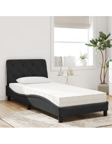 Letto con Materasso Nero 90x200 cm in Velluto