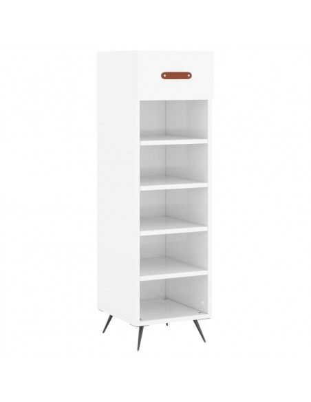 Scarpiera Bianco Lucido 30x35x105 cm in Legno Multistrato