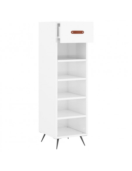 Scarpiera Bianco Lucido 30x35x105 cm in Legno Multistrato