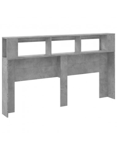 Testiera LED Grigio Cemento 180x18,5x103,5 cm Legno Multistrato