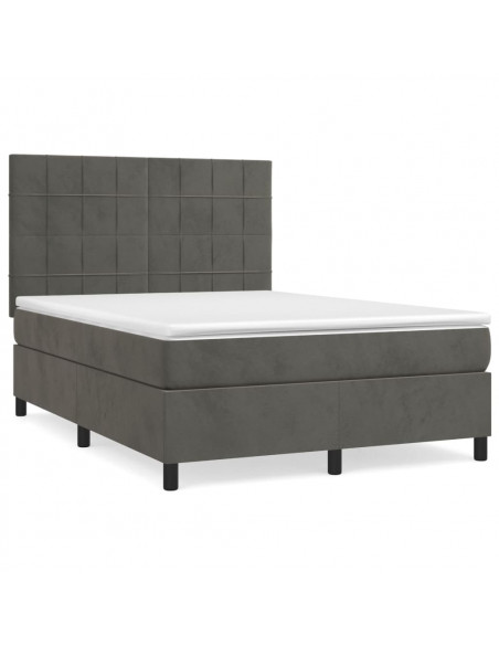 Giroletto a Molle con Materasso Grigio Scuro 140x200 cm Velluto