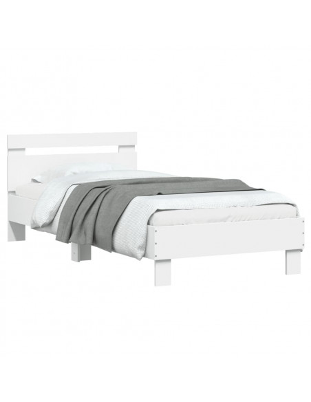Giroletto con Testiera Bianco 75x190 cm in Legno Multistrato