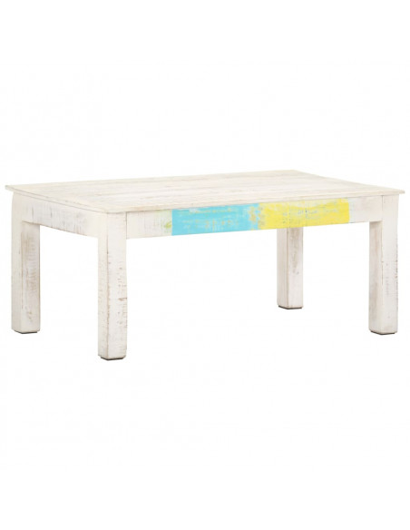 Tavolino da Salotto Bianco 110x60x45 cm in Massello di Mango