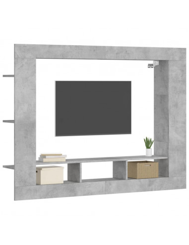 Mobile Porta TV Grigio Cemento 152x22x113 cm Legno Multistrato