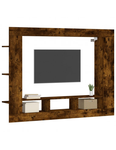 Mobile Porta TV Rovere Fumo 152x22x113 cm in Legno Multistrato