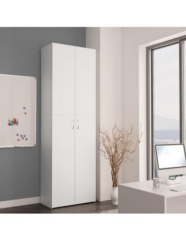 Armadio per Ufficio Bianco 60x32x190 cm in Legno Multistrato