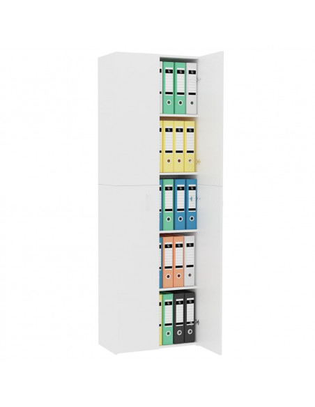 Armadio per Ufficio Bianco 60x32x190 cm in Legno Multistrato