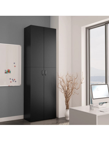 Armadio per Ufficio Nero 60x32x190 cm in Legno Multistrato