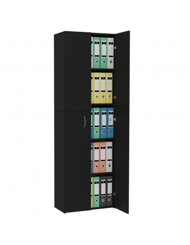 Armadio per Ufficio Nero 60x32x190 cm in Legno Multistrato